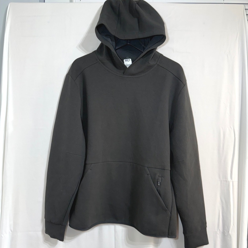 DSG Mens Medium Everyday Fleece Hoodie Black Athletic Sweatshirt Zip Pocket NEW‎